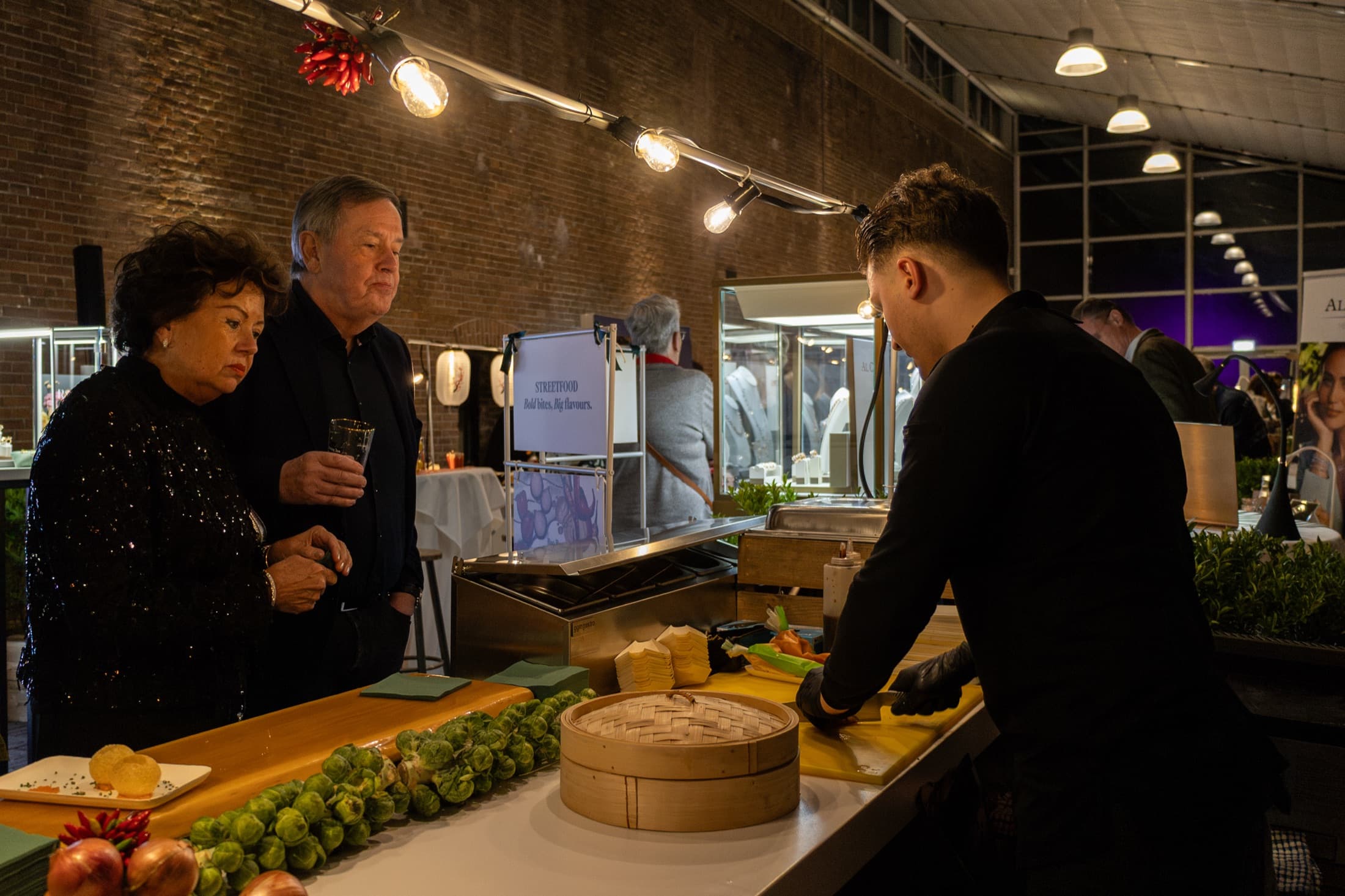 Guests being served at a street-food stand