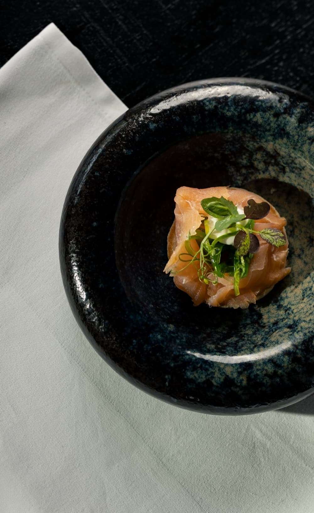 Blini with smoked salmon and wasabi mayo