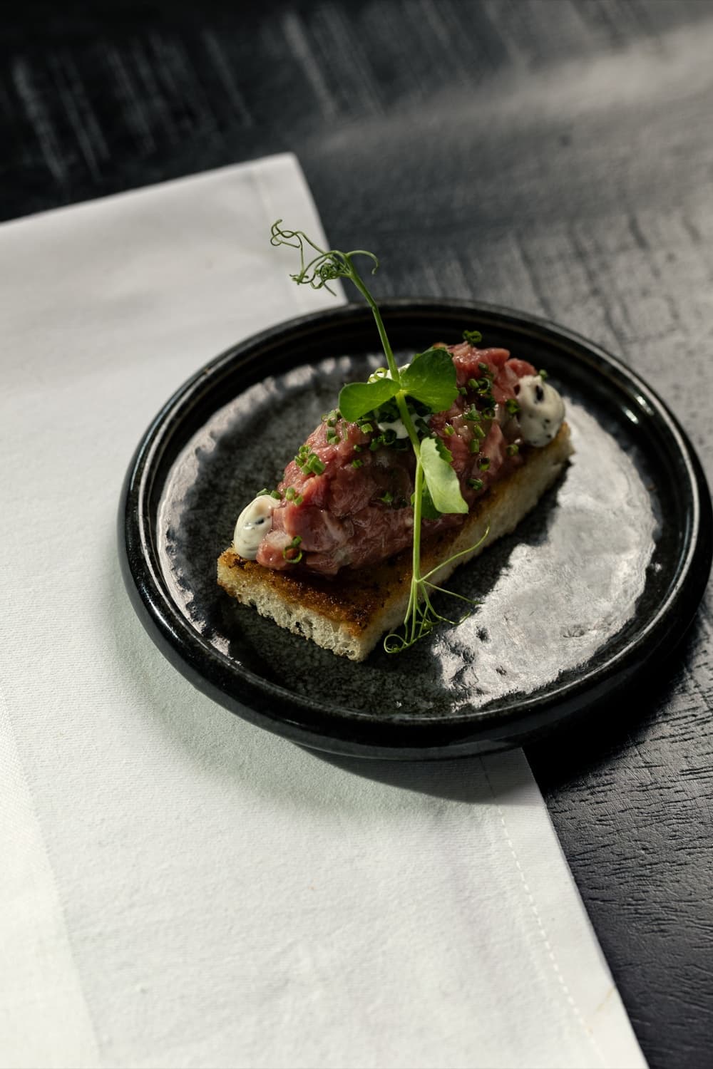 Steak tartare on toasted brioche